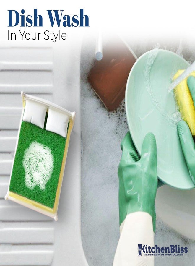 حامل إسفنجة KitchenBliss Dreams - حامل إسفنجة أطباق بلاستيكي بتصميم سرير لحوض المطبخ، يناسب أي إسفنجة تنظيف قياسية - منظم حوض، ديكور، وفكرة هدية مميزة - الإسفنجة متضمنة - Image 2