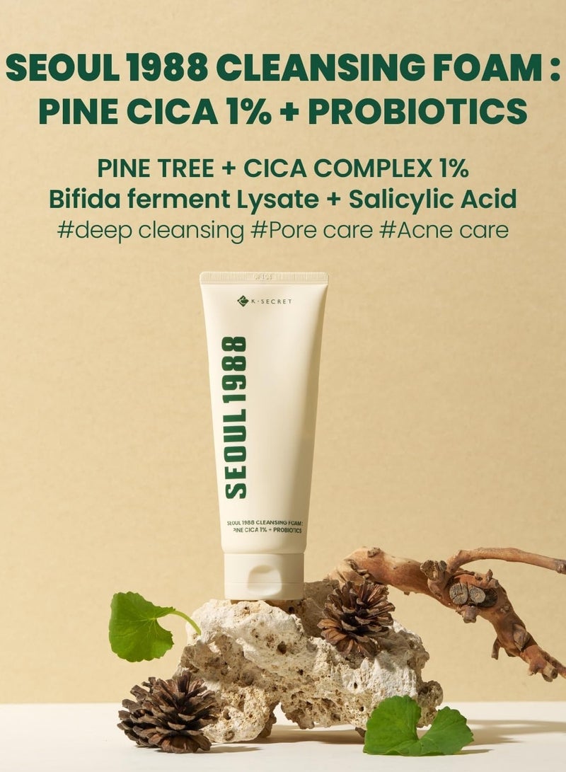 K-SECRET Cleansing Foam, Seoul 1988, Pine Cica 1%, Probiotics, 150ml - Image 2