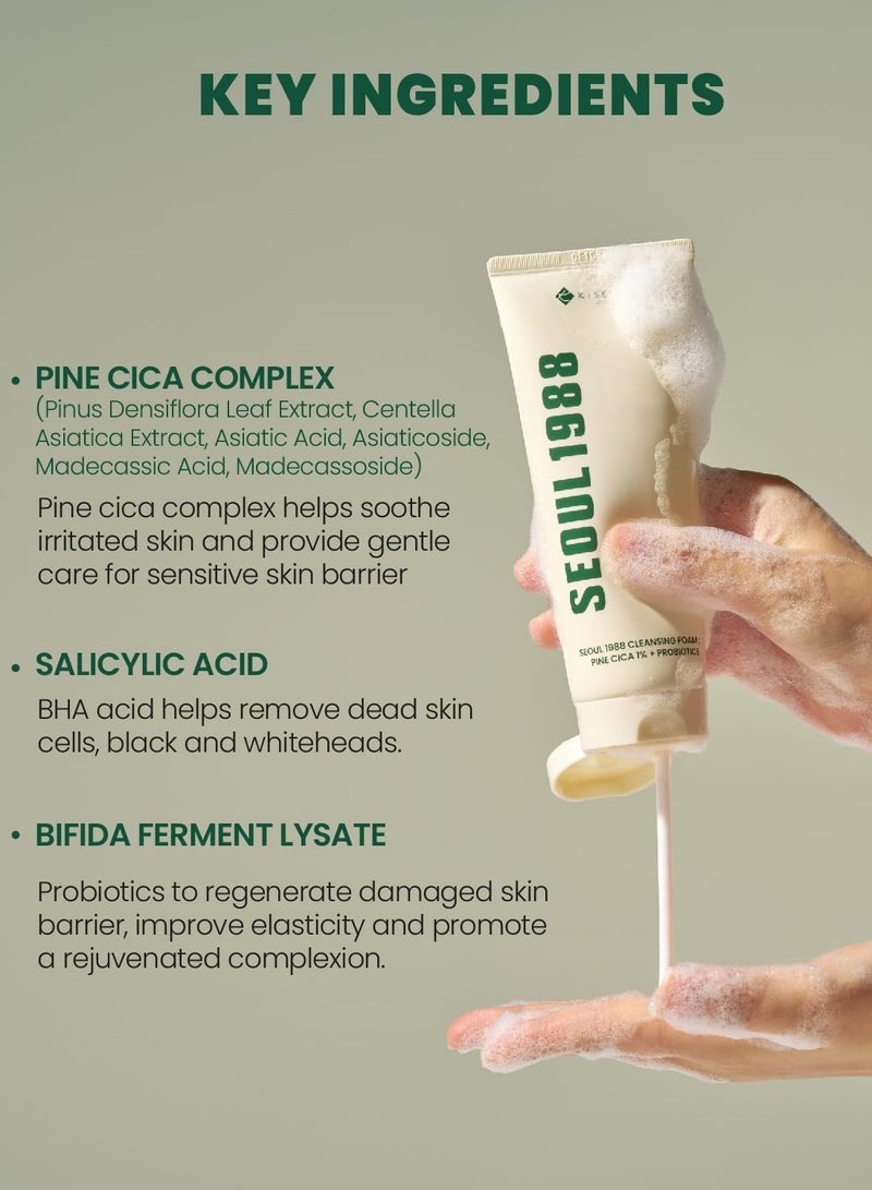 K-SECRET Cleansing Foam, Seoul 1988, Pine Cica 1%, Probiotics, 150ml - Image 3