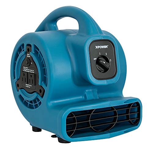 XPOWER P-80A Mini Mighty 138 W 600 CFM Centrifugal Air Mover, Carpet Dryer, Floor Fan, Blower, Stackable, Daisy Chain, for Water Damage Restoration, Janitorial, Plumbing, Home Use - Image 1