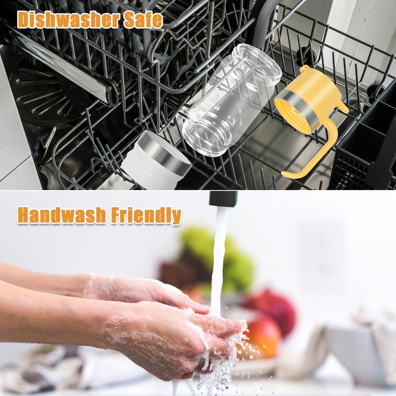 Ecopandy Honey Dispenser No Drip with Stand, 12 OZ Glass Honey Jar, Syrup Dispenser, Easy One Hand Use Honey Pot for Coffee or Tea, Mess Free Honey Dispenser for Syrup, Honey Container (2PCS Yellow) - Image 5