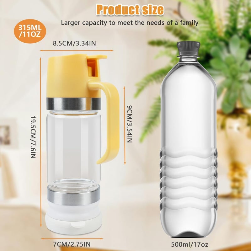 Ecopandy Honey Dispenser No Drip with Stand, 12 OZ Glass Honey Jar, Syrup Dispenser, Easy One Hand Use Honey Pot for Coffee or Tea, Mess Free Honey Dispenser for Syrup, Honey Container (2PCS Yellow) - Image 4