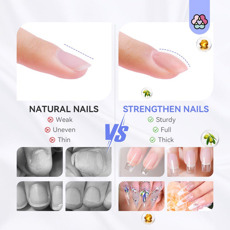 SAVILAND 5 in 1 Clear Builder Nail Gel - 15ml Quick Building Nail Strengthener Gel Castor Oil Vitamin E Builder Nail Gel in a Bottle for Damage Nail Repair Nail Extension Nail Decoration Professionals - Image 5