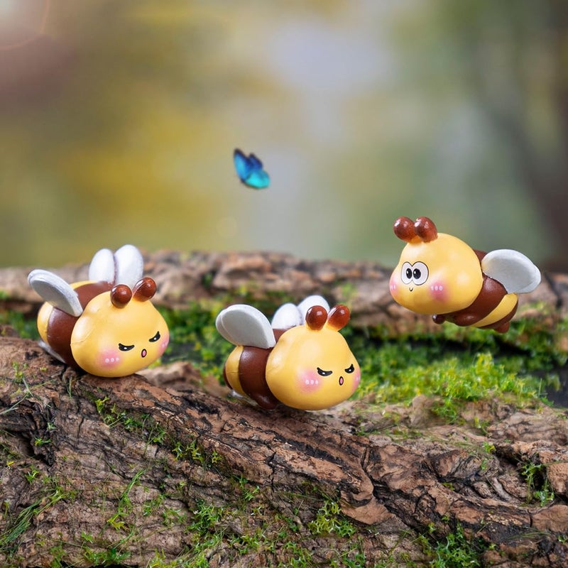 AKV Mini Resin Bees, Cute Mini Bees for Crafts Dollhouses Garden Birthday Party Table Decor, Cartoon Tiny Bees Figurine for Car Dashboard Decorations, Bee Gifts for Women (15Pcs with Luggage) - Image 3
