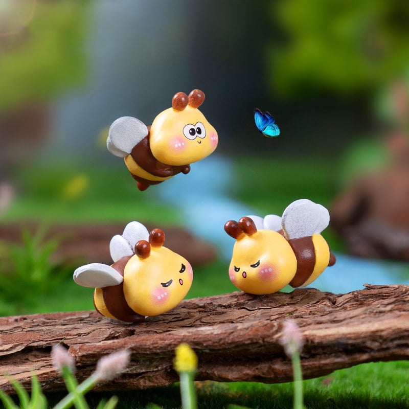 AKV Mini Resin Bees, Cute Mini Bees for Crafts Dollhouses Garden Birthday Party Table Decor, Cartoon Tiny Bees Figurine for Car Dashboard Decorations, Bee Gifts for Women (15Pcs with Luggage) - Image 4