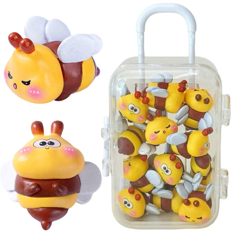 AKV Mini Resin Bees, Cute Mini Bees for Crafts Dollhouses Garden Birthday Party Table Decor, Cartoon Tiny Bees Figurine for Car Dashboard Decorations, Bee Gifts for Women (15Pcs with Luggage) - Image 1