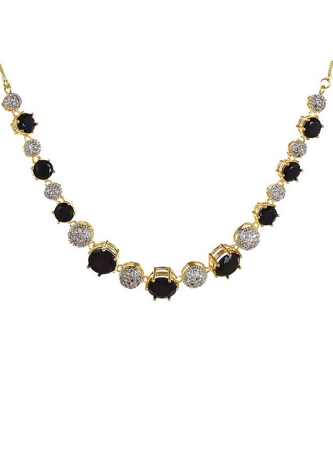 YouBella Jewellery Set for Women American Diamond Combo of Necklace Set with Earrings, Bracelet and Ring for Girls and Women (Black) - Image 2