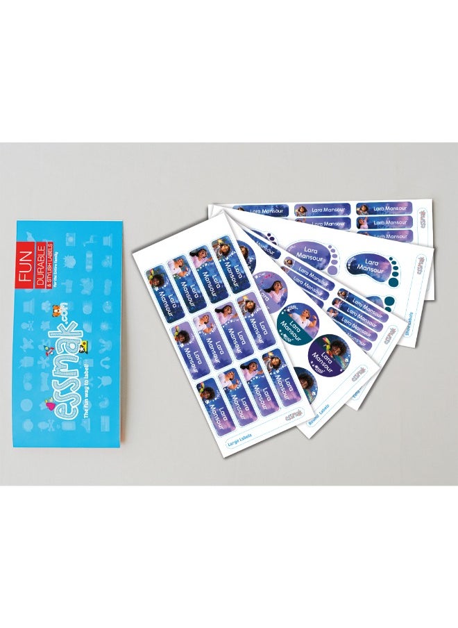 Essmak Disney Personalized Waterproof Name Labels for Kids – Set of 74 Custom Stickers for School Supplies, Lunch Boxes, Clothes and Toys  - Image 2