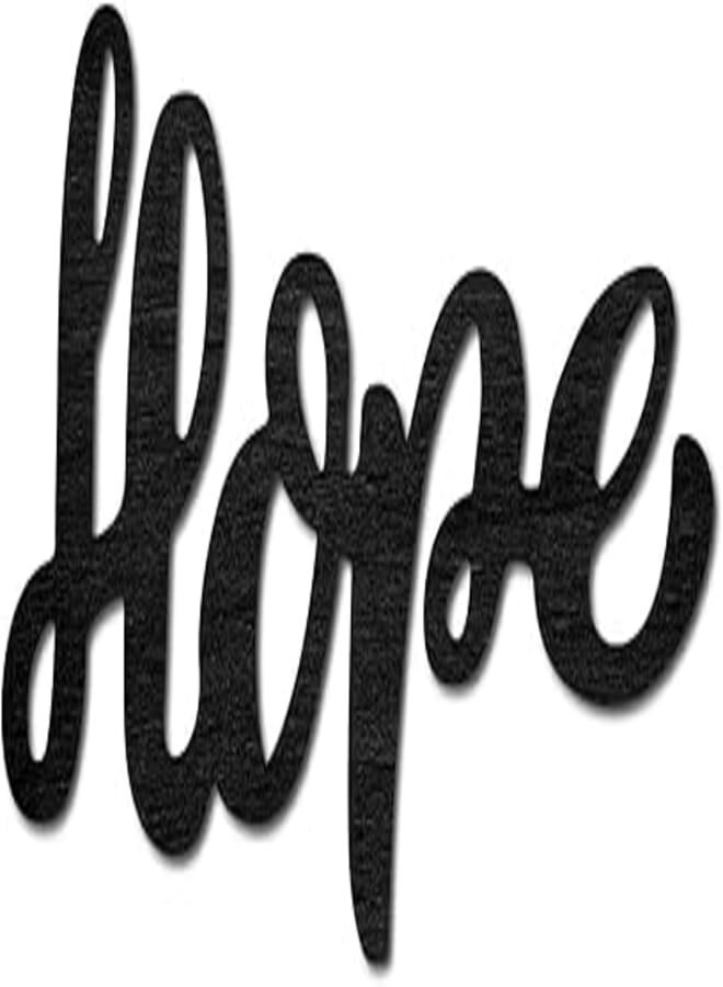 CREATCABIN Wood Cutout Hope Sign Heart Laser Cut Wooden Wall Decor Sculpture Hanging Decor Wall Art Decoration for Home Gallery Office Front Door Black 8.6" x 4.6"