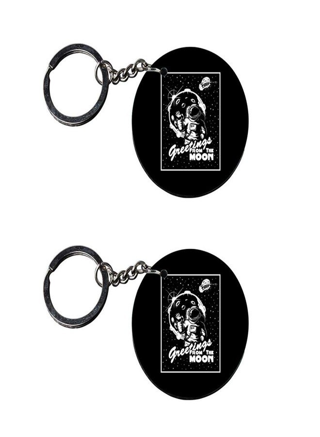 Anuman007 | astronaut keychain | keychain jesus Printed Wooden Keychains | Circle Shape Set of 2 keyrings 2x2 inch - Image 2