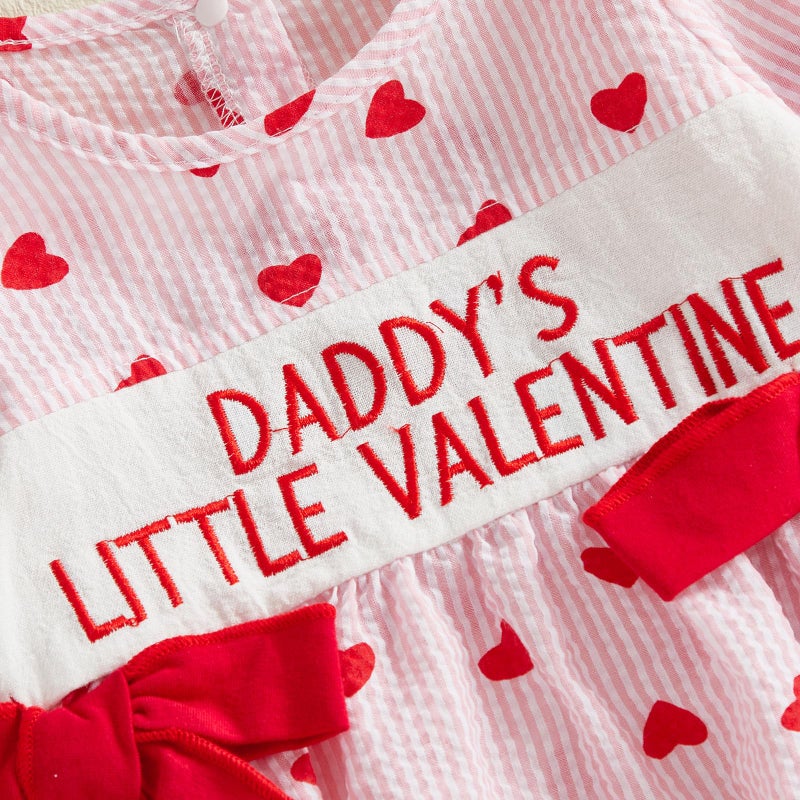 Ayalinggo Baby Girl Valentines Outfit Newborn Girl Daddys Little Valentines Bubble Romper Onesie Cute Spring Clothes (Daddys little valentines, 0-3 Months) - Image 3