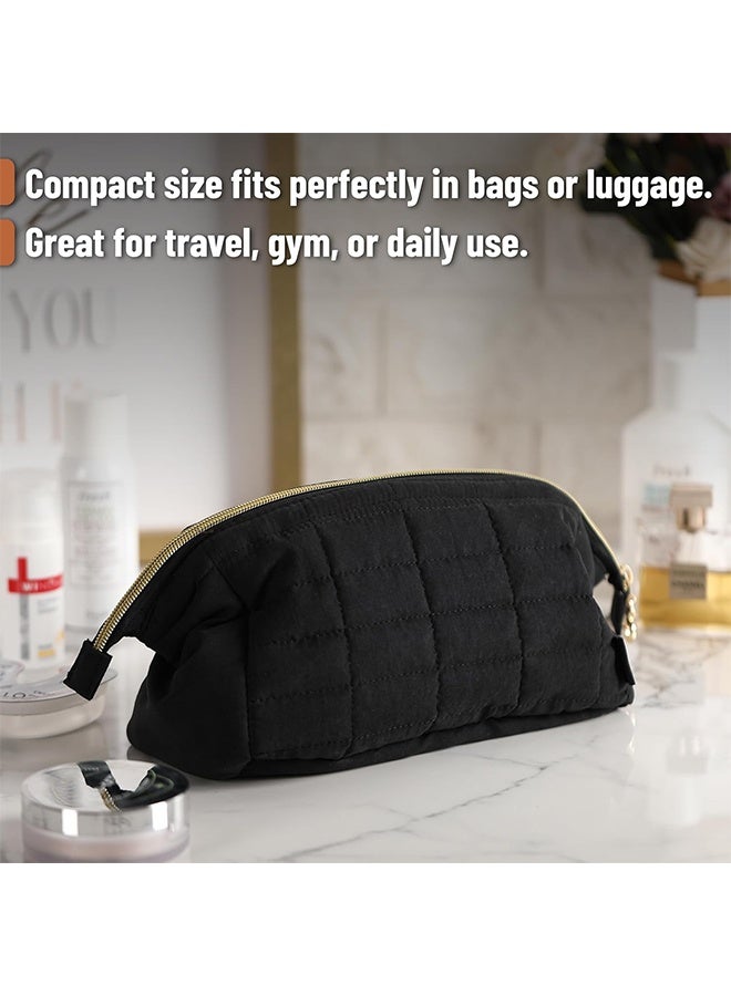 حقيبة مكياج، حقيبة مستحضرات تجميل للسفر، حقيبة تنظيم مكياج منتفخة، حقيبة أدوات زينة واسعة الفتح، حقيبة مكياج كبيرة السعة، حقيبة مكياج محمولة، حقيبة أدوات زينة مقاومة للماء للسفر والمدرسة - Image 5