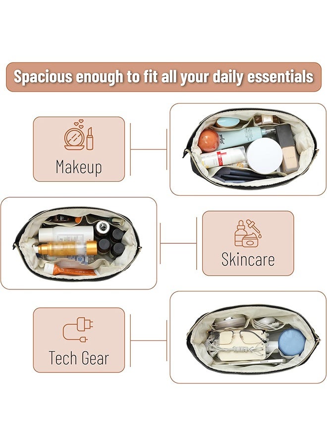 حقيبة مكياج، حقيبة مستحضرات تجميل للسفر، حقيبة تنظيم مكياج منتفخة، حقيبة أدوات زينة واسعة الفتح، حقيبة مكياج كبيرة السعة، حقيبة مكياج محمولة، حقيبة أدوات زينة مقاومة للماء للسفر والمدرسة - Image 4