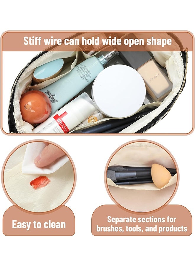 حقيبة مكياج، حقيبة مستحضرات تجميل للسفر، حقيبة تنظيم مكياج منتفخة، حقيبة أدوات زينة واسعة الفتح، حقيبة مكياج كبيرة السعة، حقيبة مكياج محمولة، حقيبة أدوات زينة مقاومة للماء للسفر والمدرسة - Image 2