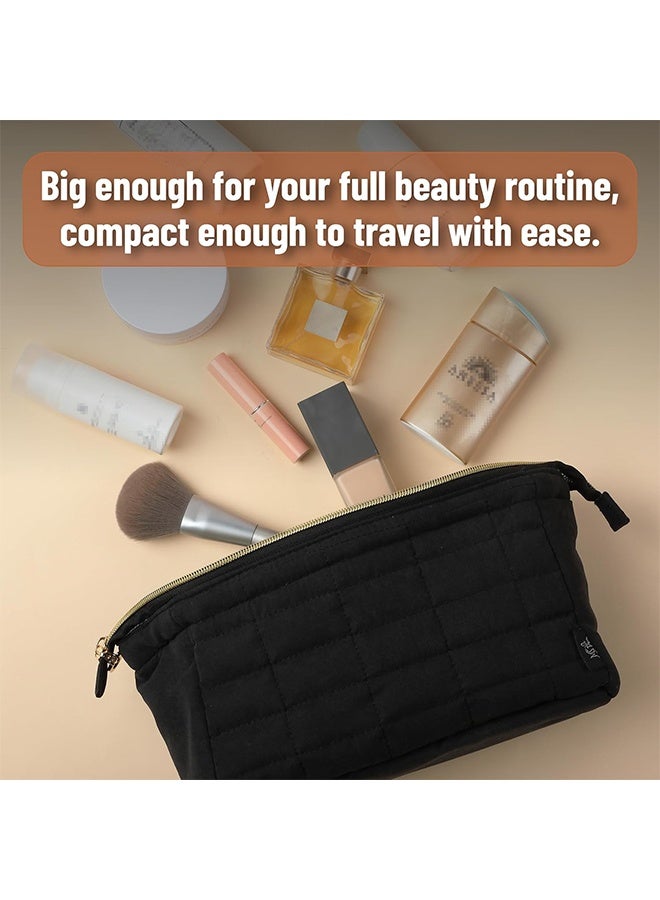 حقيبة مكياج، حقيبة مستحضرات تجميل للسفر، حقيبة تنظيم مكياج منتفخة، حقيبة أدوات زينة واسعة الفتح، حقيبة مكياج كبيرة السعة، حقيبة مكياج محمولة، حقيبة أدوات زينة مقاومة للماء للسفر والمدرسة - Image 3