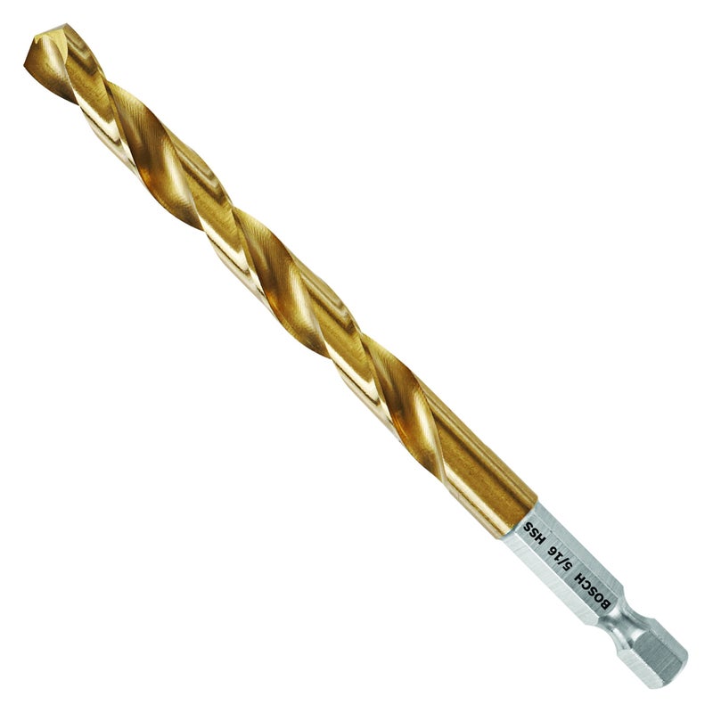 Bosch Ti2147Im 1-Piece 5/16 In. X 4-1/2 In. Titanium Nitride Coated Metal Drill Bit Impact Tough With Impact-Rated Hex Shank Ideal For Heavy-Gauge Carbon Steels, Light Gauge Metal, Hardwood - Image 1