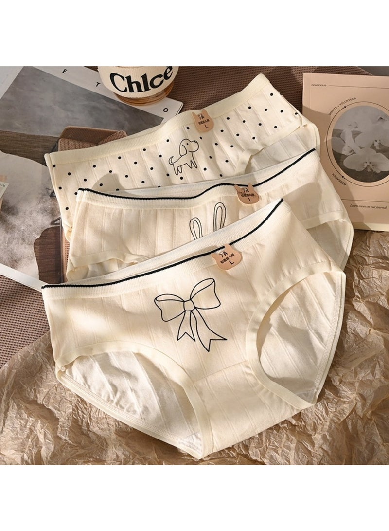 شيك مجموعة من 5 ملابس داخلية قطنية أنيقة بخصر متوسط، ملابس داخلية مريحة وجيدة التهوية للفتيات - Image 4
