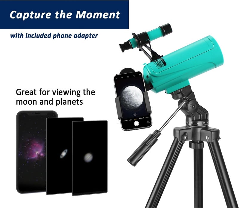 SARBLUE Maksutov-Cassegrain Telescope, Mak60 Telescopes for Kids Adults 750x60mm, Compact Portable for Travel, Beginner Astronomy Telescope with Adjustable Tripod Finderscope and Phone Adapter - Image 4