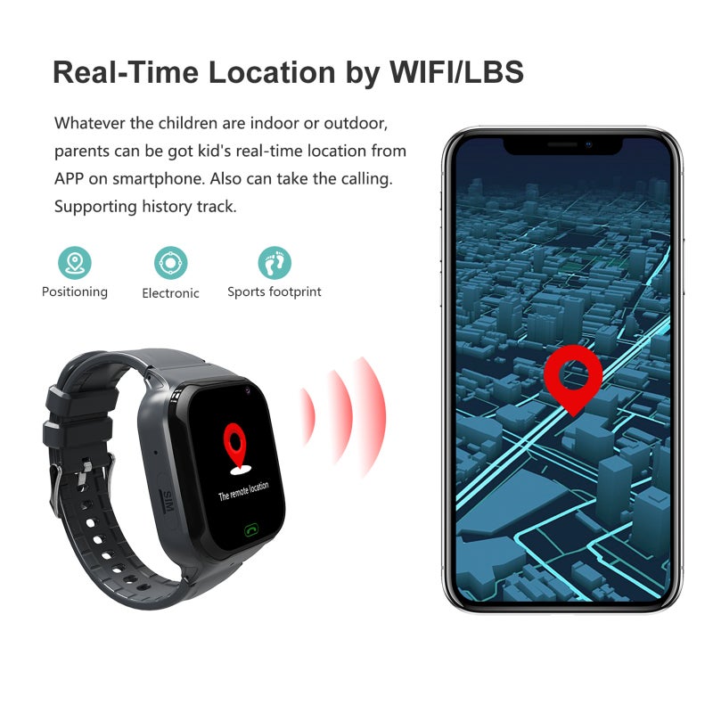 4G Kids Smart Watch: Blue, Accurate Lbs/WiFi Location Tracking - Multifunctional Two-Way Communication Child Tracker Watch for Kids, School, Outdoor Use - Image 4