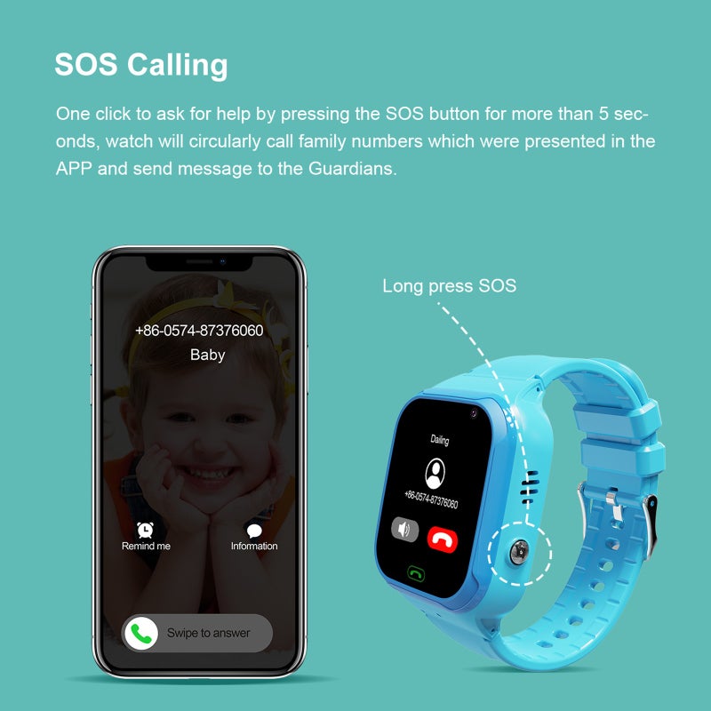 4G Kids Smart Watch: Blue, Accurate Lbs/WiFi Location Tracking - Multifunctional Two-Way Communication Child Tracker Watch for Kids, School, Outdoor Use - Image 3