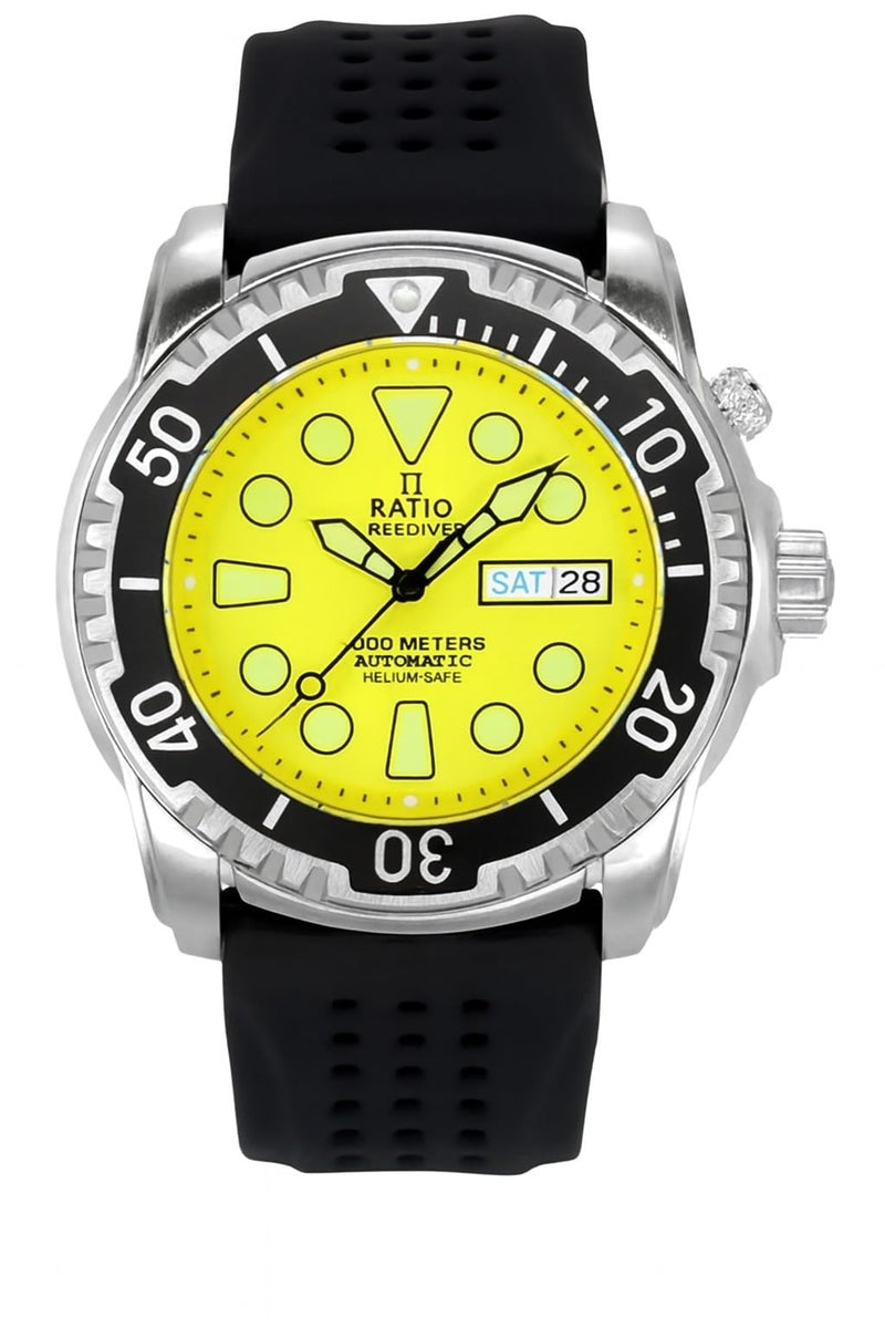 RATIO FreeDiver HeliumSafe Dive Watch Sapphire Crystal Automatic Diver Watch 1000M Water Resistant Diving Watch for Men Yellow - Image 2
