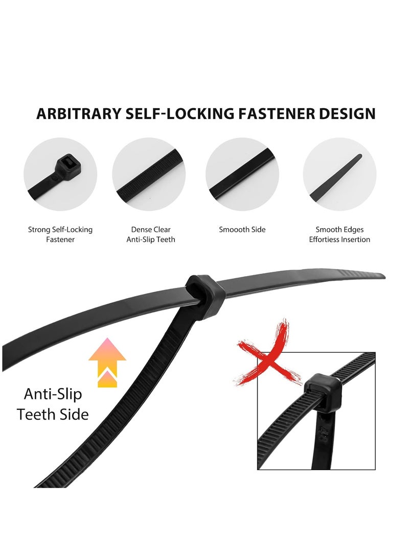 Cable Zip Ties,400 Pack Black Assorted Sizes 12+8+6+4 Inch,Multi-Purpose Self-Locking Nylon Cable Cord Management ,Plastic Wire Ties for Home,Office,Garden,Workshop.  - Image 3