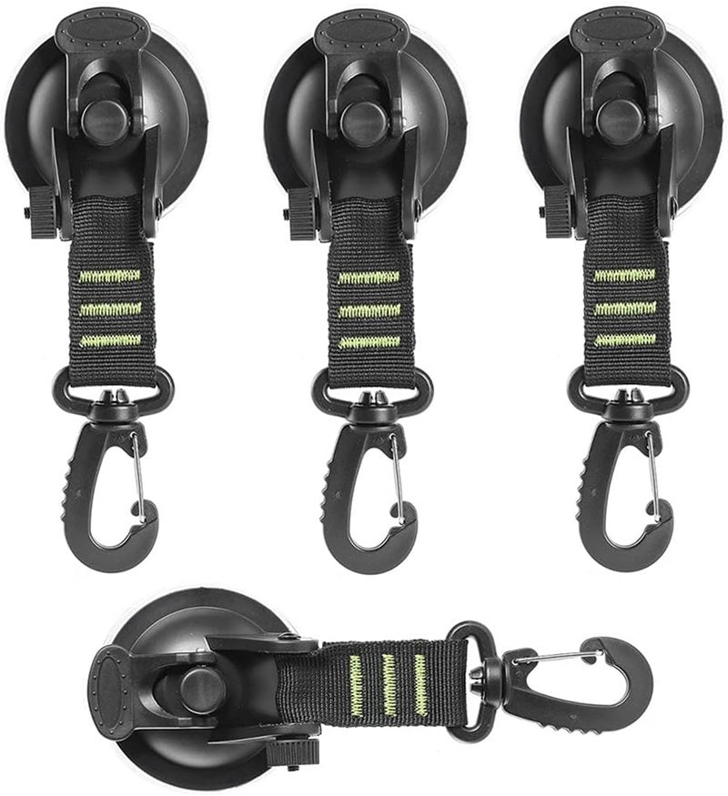Plzoslly 4 Pack Heavy Duty Suction Cup Anchor with Securing Hook Tie Down, Camping Tarp Accessory Suction Cup Attachment for Camping Car Van Truck Boat and Home - Image 1