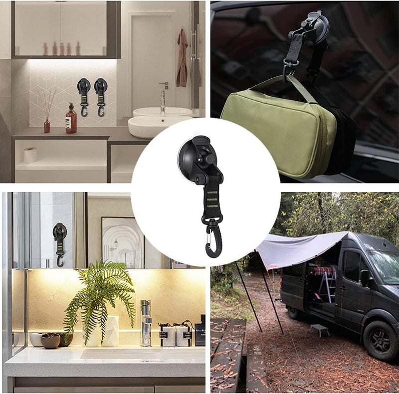 Plzoslly 4 Pack Heavy Duty Suction Cup Anchor with Securing Hook Tie Down, Camping Tarp Accessory Suction Cup Attachment for Camping Car Van Truck Boat and Home - Image 3