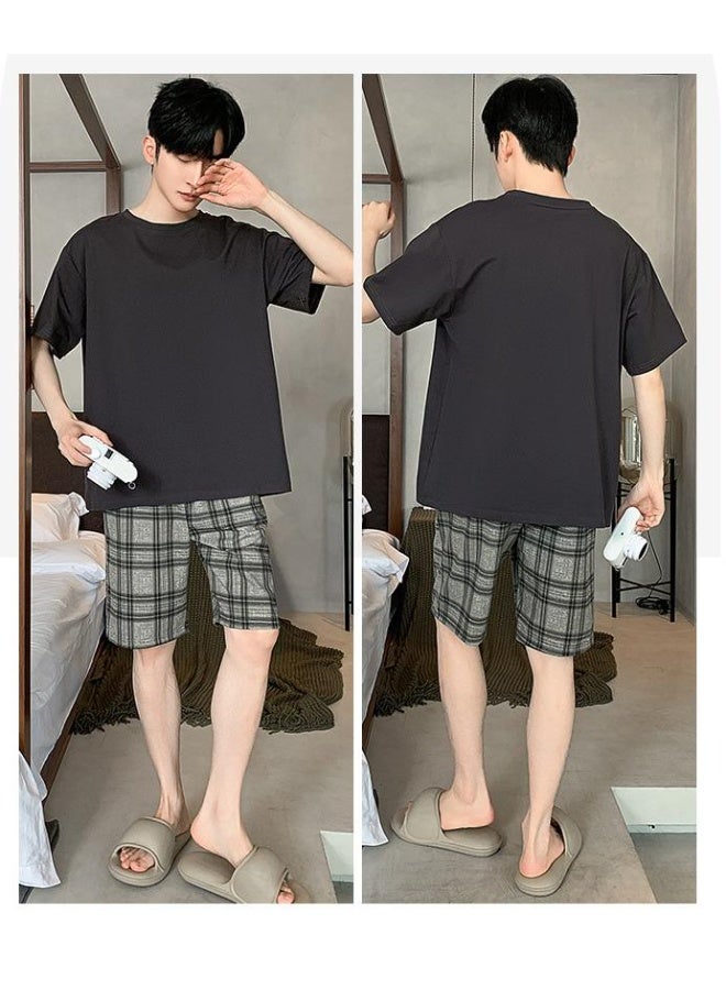 Men's  Cotton Pajamas Set Summer Short-sleeved Shorts Pijama Thin Teenagers Pyjamas Loose Home Clothing Can Be Worn Outside - Image 2