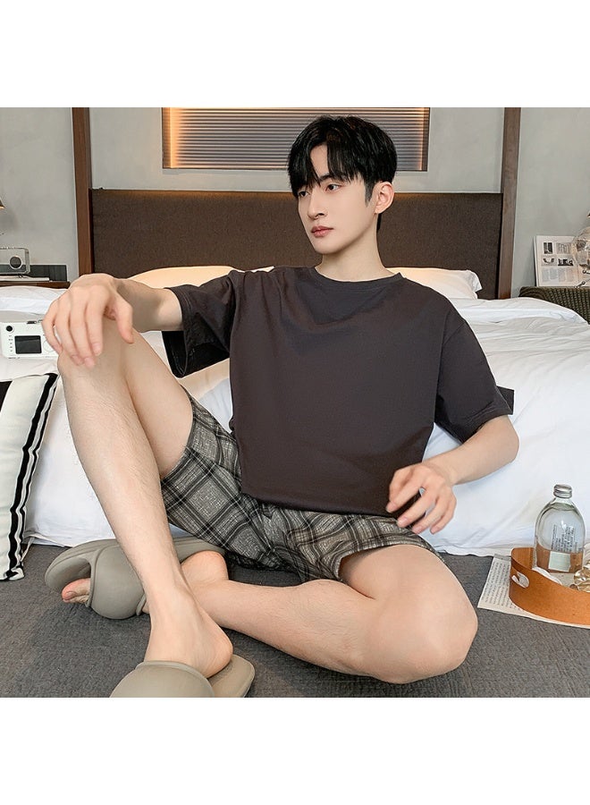 Men's  Cotton Pajamas Set Summer Short-sleeved Shorts Pijama Thin Teenagers Pyjamas Loose Home Clothing Can Be Worn Outside - Image 1