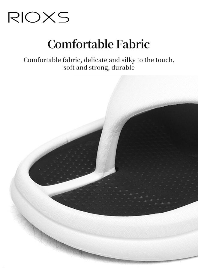 RIOXS Men's Flip Flops, Ultra Soft Thong Slippers With Arch Support, Lightweight Cloud Open Toe Shoes, Comfy Flip-flops for Men, Anti-slip Bath Shower Slipper, Thick Cushion Slide Slippers, Classic Flip Flop For Home, Beach, Garden, Indoor Outdoor Flip Flops White  - Image 3