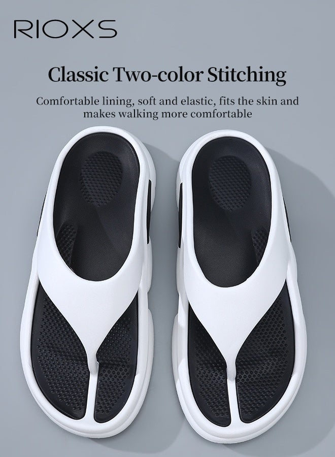 RIOXS Men's Flip Flops, Ultra Soft Thong Slippers With Arch Support, Lightweight Cloud Open Toe Shoes, Comfy Flip-flops for Men, Anti-slip Bath Shower Slipper, Thick Cushion Slide Slippers, Classic Flip Flop For Home, Beach, Garden, Indoor Outdoor Flip Flops White  - Image 2