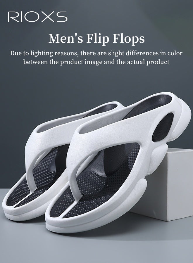 ريوكس الرجال ينقلبون فلوبس، النعال ثونغ الناعم جدا مع دعم القوس، خفيفة الوزن الكمامة الرجال ينقلبون فلب، النعال اللينة المفتوحة الأصابع ينقلبون فلوبس للرجال، الواقي من الانزلاق الحمامات النعال، أنيق كوشيون النعال على شكل Y للذكور، ثونغ صنادل لحديقة الشاطئ في الهواء الطلق، الأبيض النعال - Image 3