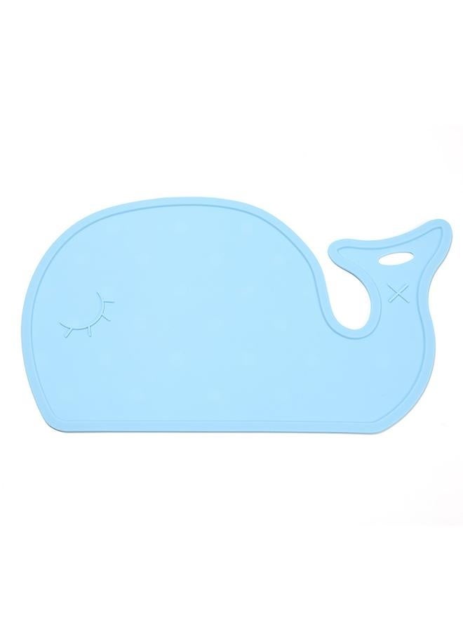 Cute Animal Pattern Silicone Non slip Wear Resistant Pad Mat Placemat for Children(Blue Whale Shape)
