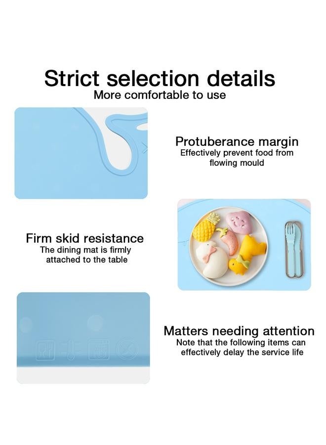 Cute Animal Pattern Silicone Non slip Wear Resistant Pad Mat Placemat for Children(Blue Whale Shape)