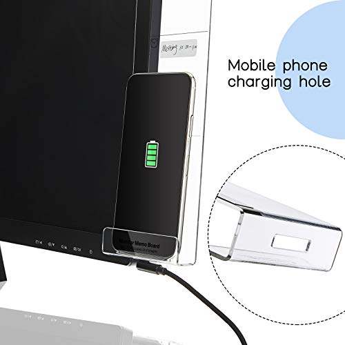 Zonon 2 Pcs Multifunction Computer Monitor Memo Board Computer Message Board Side Panel Desktop Sticky Note Holder Office Decor Women Transparent Memo Phone Holder Left and Right(2 Pieces) - Image 4