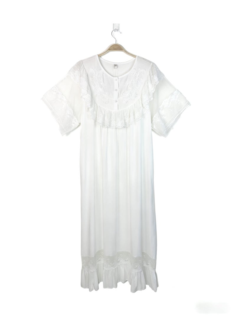 Orchid Women Lace Short-Sleeved Sleepshirt-Princess Style Home Wear - Image 2