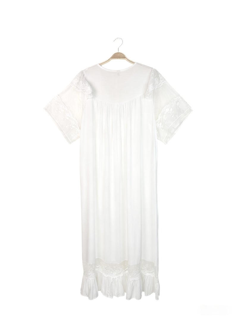 Orchid Women Lace Short-Sleeved Sleepshirt-Princess Style Home Wear - Image 3