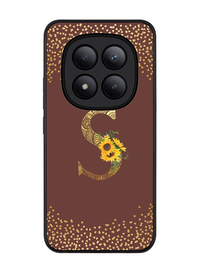 Stylizedd For Xiaomi Redmi Note 15 Pro+ / Poco M8 Pro Case,Slim fit Camera Protection, Shockproof Thin Phone cover  - Custom Floral Monogram - S  (Brown ) - Image 1