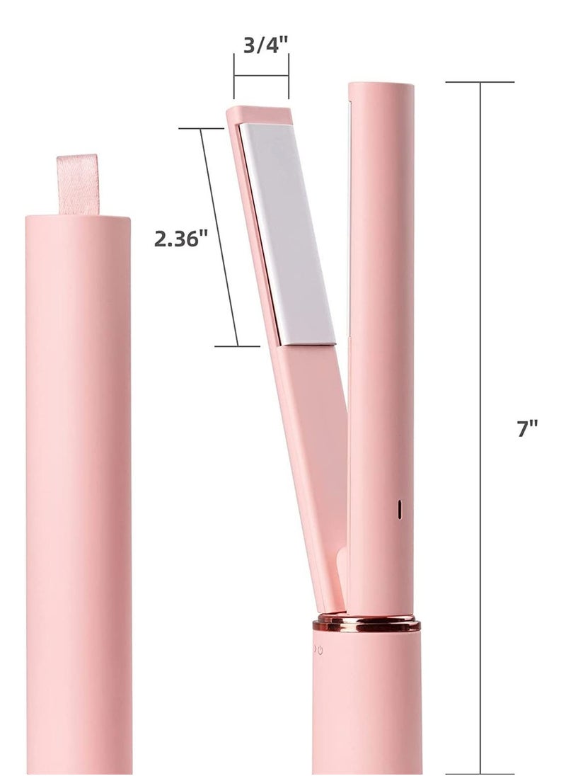 SYOSI - Mini Hair Straightener Mini Portable Flat Iron Travel Size Small Flat Irons Curling Iron for Short Hair 2 in 1 Pink Portable Flat Iron for Bangs - Image 1