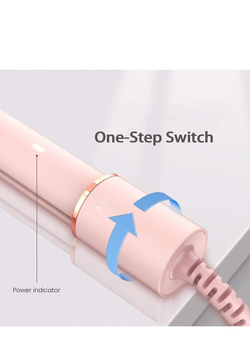 SYOSI - Mini Hair Straightener Mini Portable Flat Iron Travel Size Small Flat Irons Curling Iron for Short Hair 2 in 1 Pink Portable Flat Iron for Bangs - Image 1