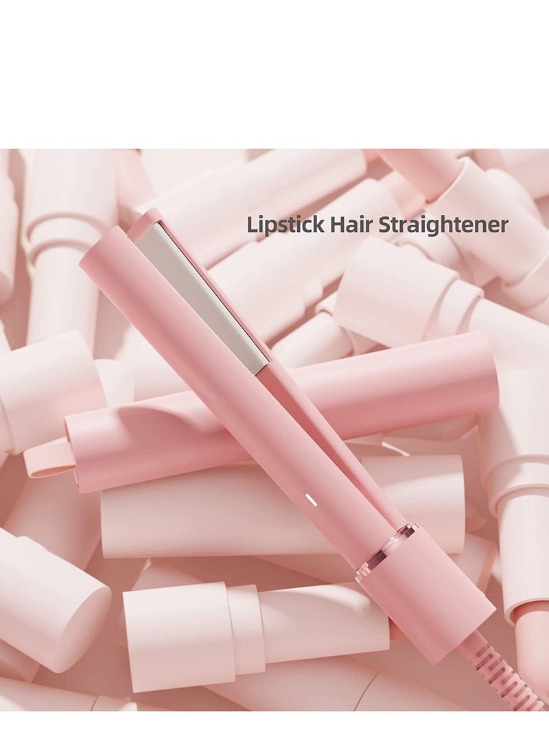 SYOSI - Mini Hair Straightener Mini Portable Flat Iron Travel Size Small Flat Irons Curling Iron for Short Hair 2 in 1 Pink Portable Flat Iron for Bangs - Image 1