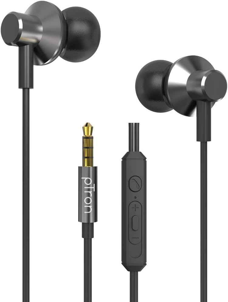 PTron Pride Lite HBE (High Bass Earphones) in-Ear Wired Headphones with in-line Mic, 10mm Powerful Driver for Stereo Audio, Noise Cancelling Headset with 1.2m Tangle-Free Cable & 3.5mm Aux (Grey) - Image 1