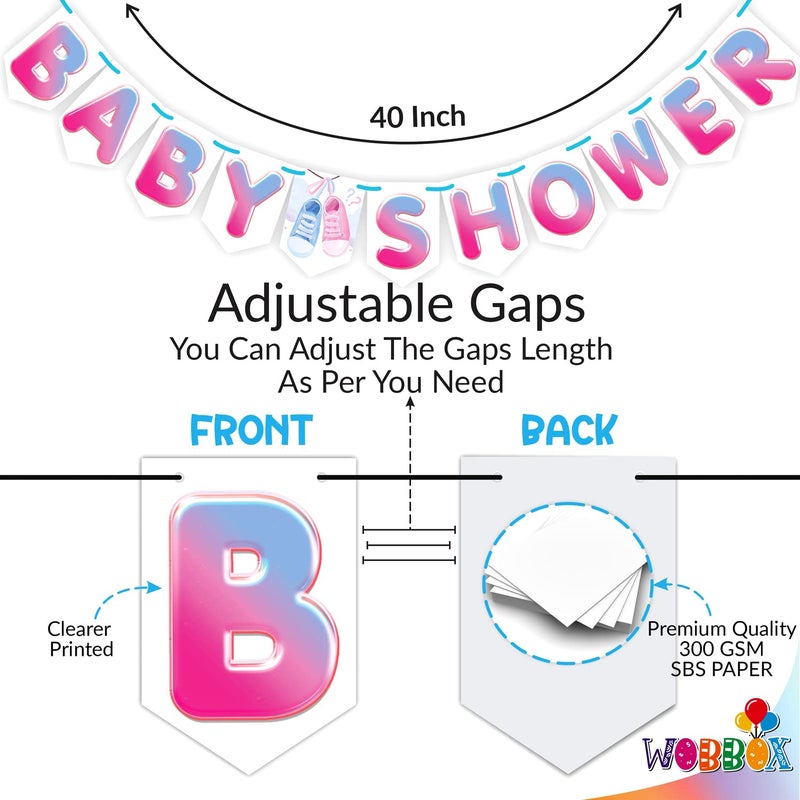 Wobbox Baby Shower Decoration Items| Baby Shower Ceremony Photo Booth Props for Photoshoot, Baby Shower Banner, Mom to Be Sash& Backdrop Foil Curtain, Godh Bharai Ceremony Decoration Kit-(FP1991) - Image 2
