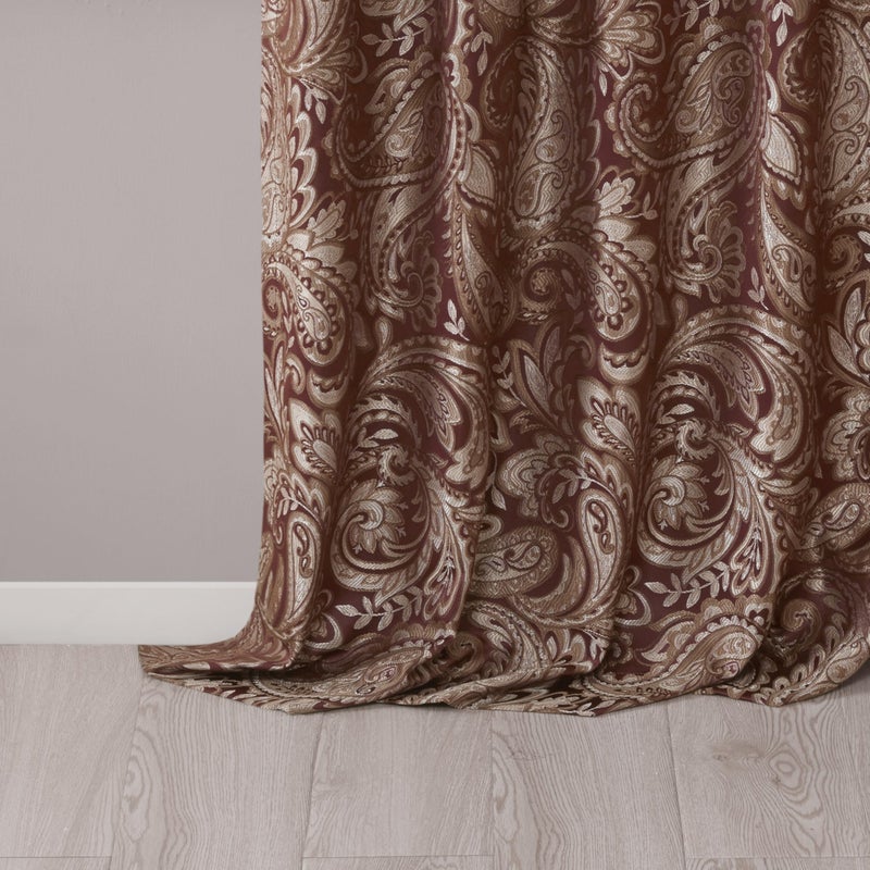 Madison Park Aubrey 2 Panel Curtain Faux Silk Paisley Jacquard, Rod Pocket Curtain for Living Room, Kitchen, Room Darkening Window Drape for Bedroom and Dorm, 2-PK 50x95, Burgundy - Image 5