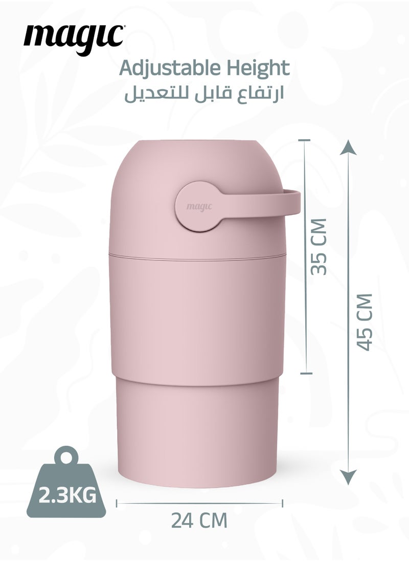 Magic THOTH M Diaper Pail | Odorless & Telescopic | 25 Diaper Capacity | 35 CM to 45 CM Adjustable Height | 2nd Life Concept: Converts to Potty Trainer, Kitchen Waste Bin, or Toilet Lid | Free Roll of 15 Bags  - Image 5