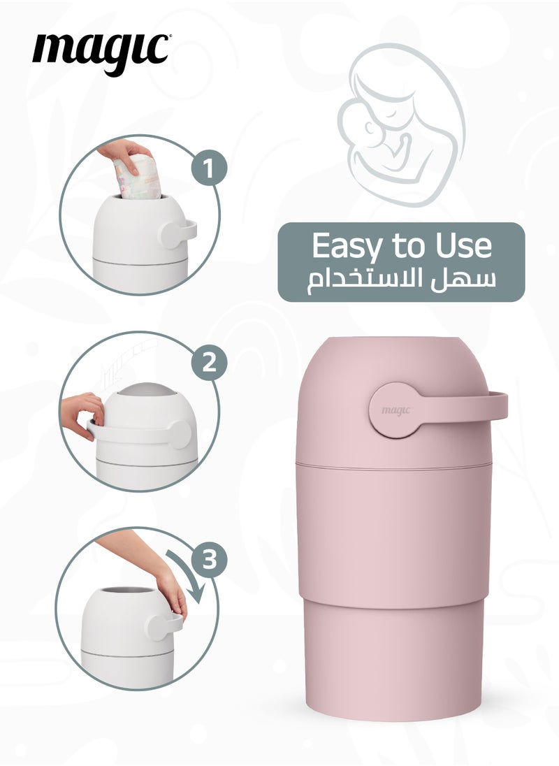 Magic THOTH M Diaper Pail | Odorless & Telescopic | 25 Diaper Capacity | 35 CM to 45 CM Adjustable Height | 2nd Life Concept: Converts to Potty Trainer, Kitchen Waste Bin, or Toilet Lid | Free Roll of 15 Bags  - Image 4