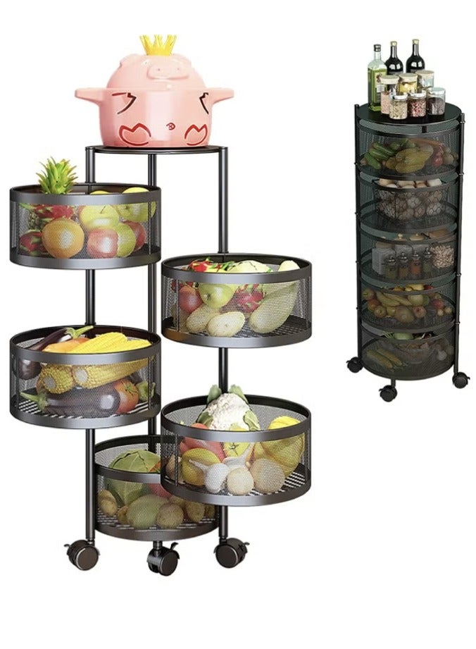 Toshionics عربة تخزين متعددة الطبقات 5 طبقات سوداء 34x34x90 سم - Image 1