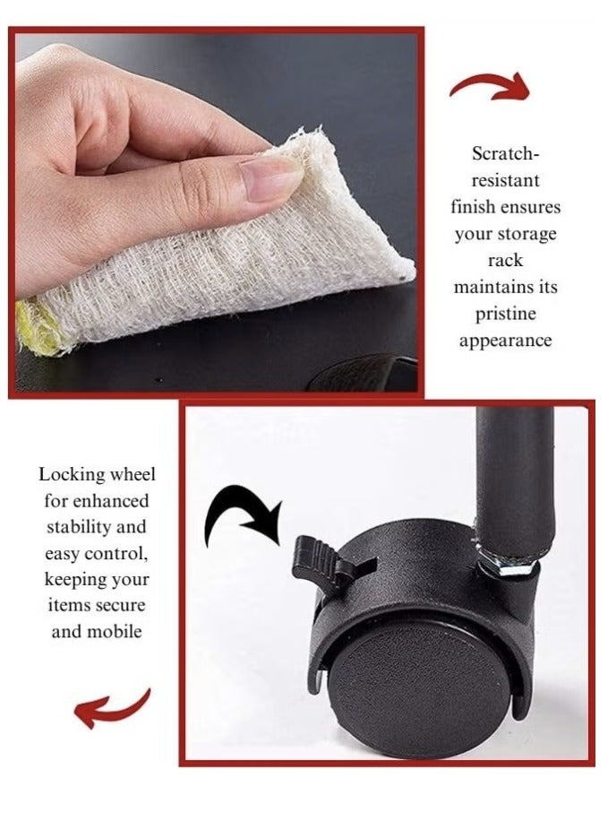 Toshionics عربة تخزين متعددة الطبقات 5 طبقات سوداء 34x34x90 سم - Image 5