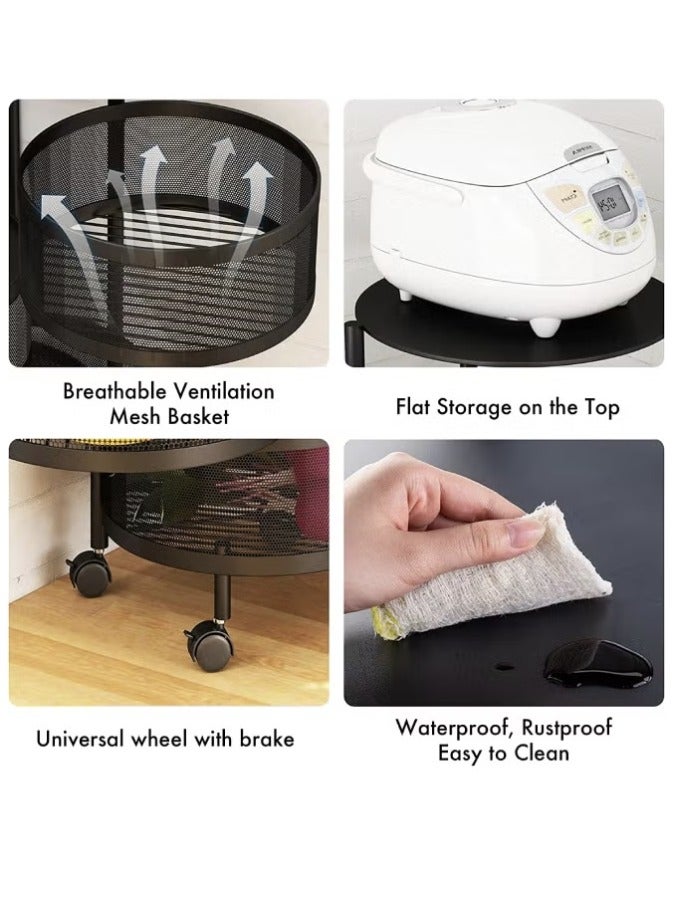 Toshionics عربة تخزين متعددة الطبقات 5 طبقات سوداء 34x34x90 سم - Image 3